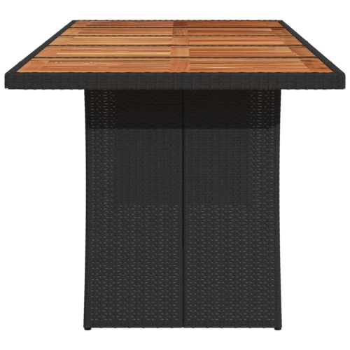 vidaXL Garden Table with Acacia Wood Top Black 240x90x75 cm Poly Rattan