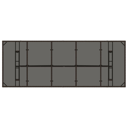 vidaXL Garden Table with Glass Top Brown 240x90x75 cm Poly Rattan