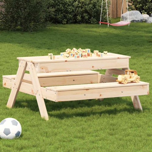 vidaXL Picnic Table with Sandpit for Kids Solid Wood Pine