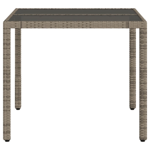 vidaXL Garden Table with Glass Top Grey 90x90x75 cm Poly Rattan
