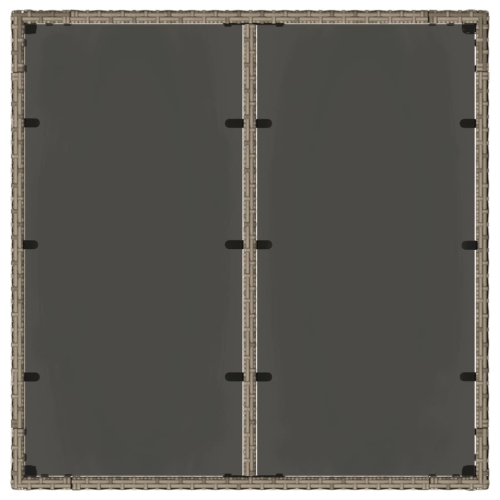 vidaXL Garden Table with Glass Top Grey 90x90x75 cm Poly Rattan