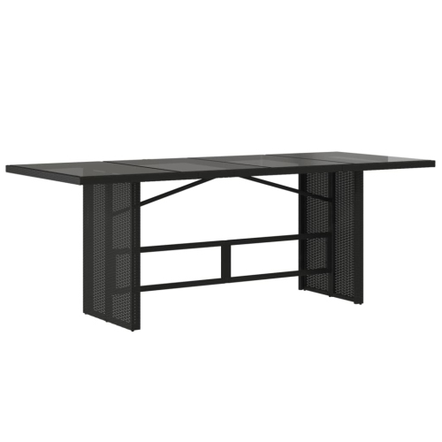 vidaXL Garden Table with Glass Top Black 190x80x75 cm Poly Rattan