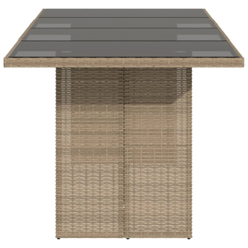 vidaXL Garden Table with Glass Top Beige 190x80x75 cm Poly Rattan