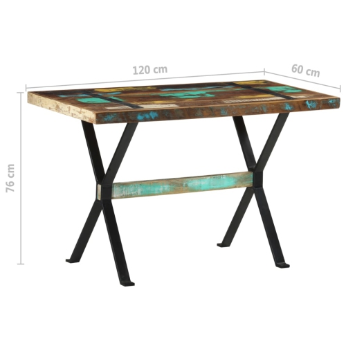 vidaXL Dining Table 120x60x76 cm Solid Reclaimed Wood
