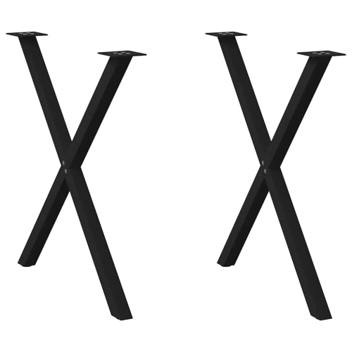 VIDAXL  Dining Table Legs X-Shaped 2 PCs 80X(72-73) Cm Steel In Black