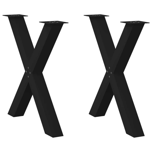 Pieds de table vidaXL en forme de X 2 pièces Noir 80 x cm Acier