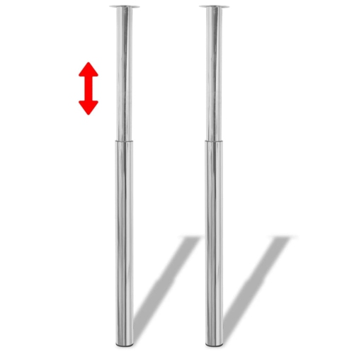 2 pattes de table télescopiques 710&nbsp;mm-1100&nbsp;mm chromées