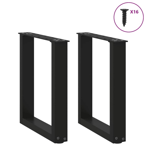 vidaXL Coffee Table Legs U-Shaped 2 pcs Black 28x(42-43) cm Steel