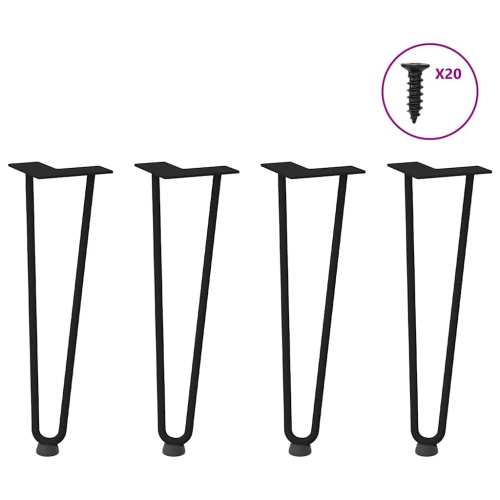 VIDAXL  Hairpin Legs for Coffee Table 4 PCs 42 Cm Solid Steel In Black