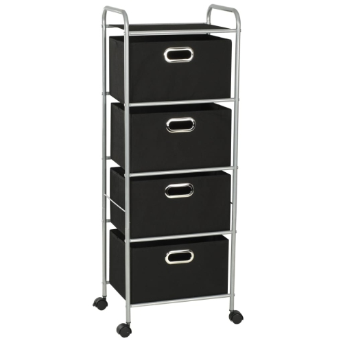 vidaXL Shelving Unit with 4 Storage Boxes Steel and Non-woven Fabric