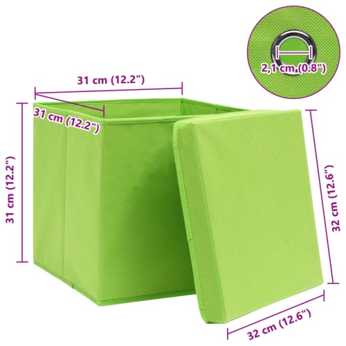 vidaXL Storage Boxes with Lids 4 pcs Green 32x32x32 cm Fabric