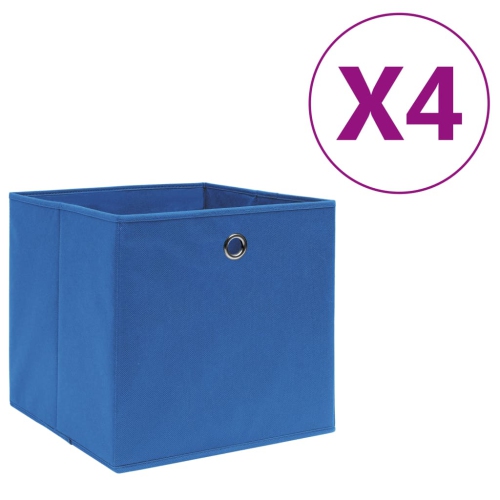 VIDAXL  Storage Boxes 4 PCs Non-Woven Fabric 28X28X28 Cm In Blue