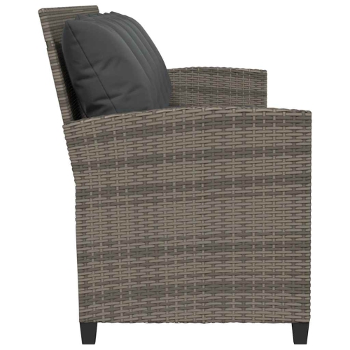 vidaXL Garden Sofa 5-Seater with Cushions Grey Poly Rattan