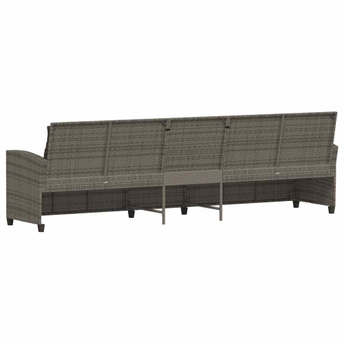 vidaXL Garden Sofa 5-Seater with Cushions Grey Poly Rattan