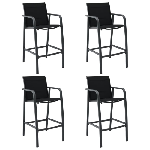 vidaXL Garden Bar Chairs 4 pcs Black Textilene