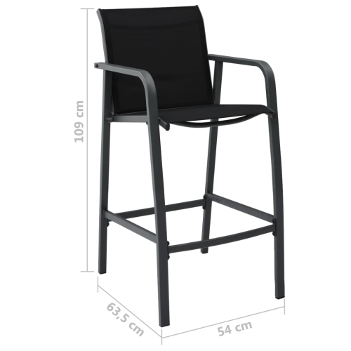 vidaXL Garden Bar Chairs 4 pcs Black Textilene
