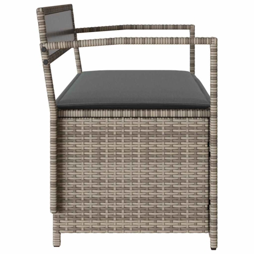vidaXL Garden Storage Bench with Cushion Grey Poly Rattan