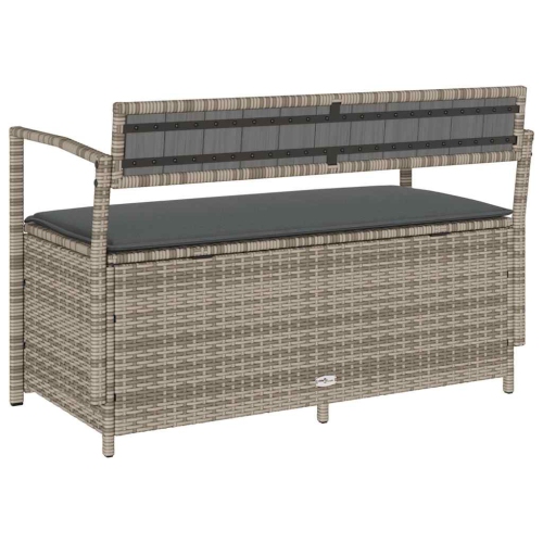 vidaXL Garden Storage Bench with Cushion Grey Poly Rattan