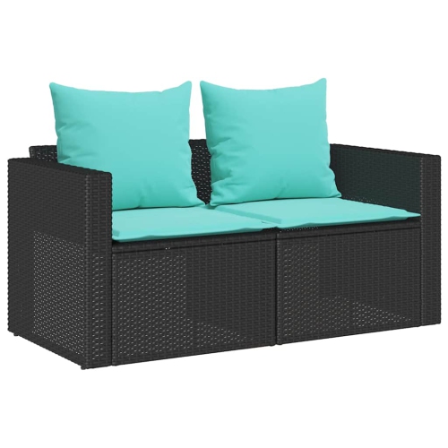 vidaXL 5 Piece Garden Sofa Set with Cushions Stackable Black Poly Rattan
