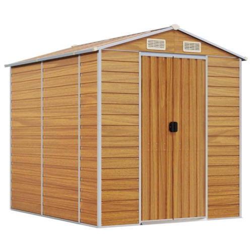 Remise de jardin vidaXL en acier galvanisé 191 x 215 x 198&nbsp;cm brun clair