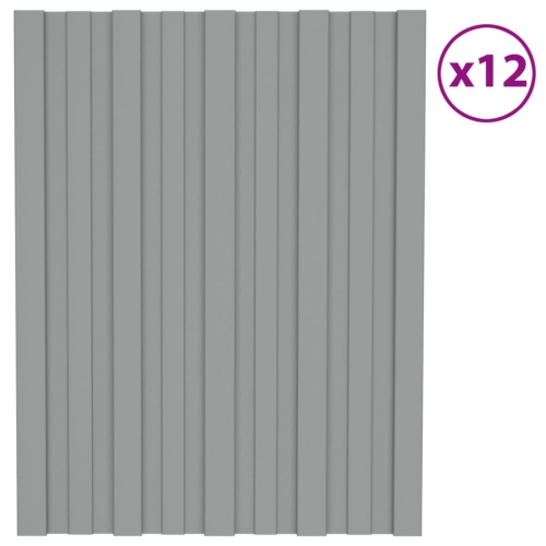 Panneaux de toit vidaXL 12 pièces Gris acier galvanisé 60 45&nbsp;cm