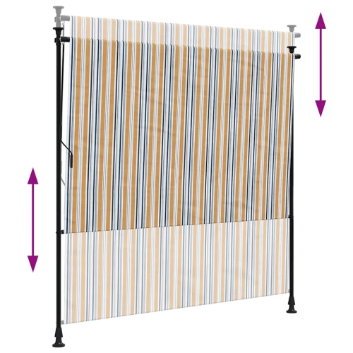 vidaXL Outdoor Roller Blind Yellow and White 200x270 cm Fabric&Steel