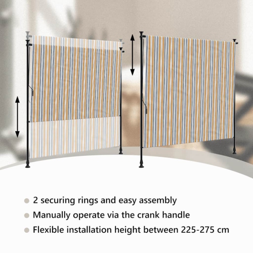 vidaXL Outdoor Roller Blind Yellow and White 200x270 cm Fabric&Steel