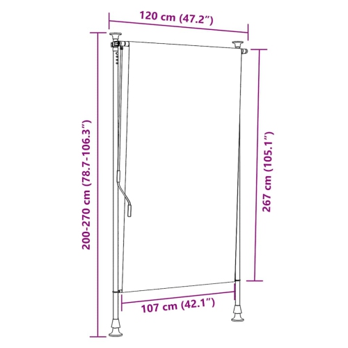 vidaXL Outdoor Roller Blind Yellow and White 120x270 cm Fabric&Steel