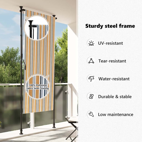 vidaXL Outdoor Roller Blind Yellow and White 120x270 cm Fabric&Steel