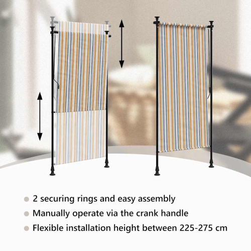 vidaXL Outdoor Roller Blind Yellow and White 120x270 cm Fabric&Steel
