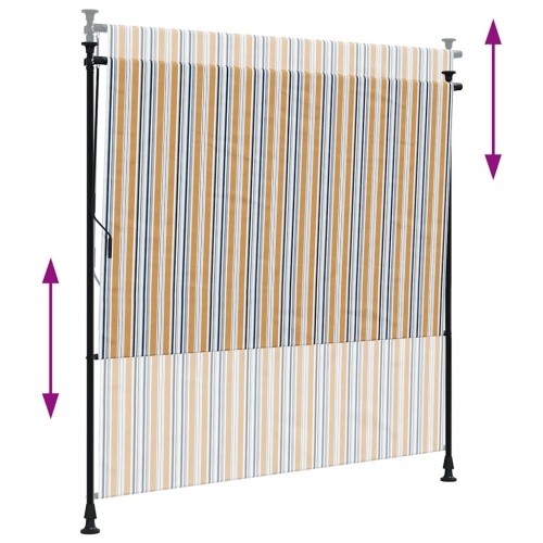 vidaXL Outdoor Roller Blind Yellow and White 150x270 cm Fabric&Steel