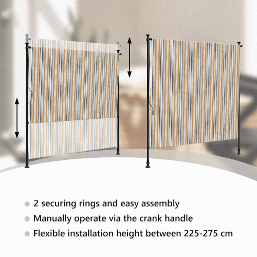 vidaXL Outdoor Roller Blind Yellow and White 150x270 cm Fabric&Steel