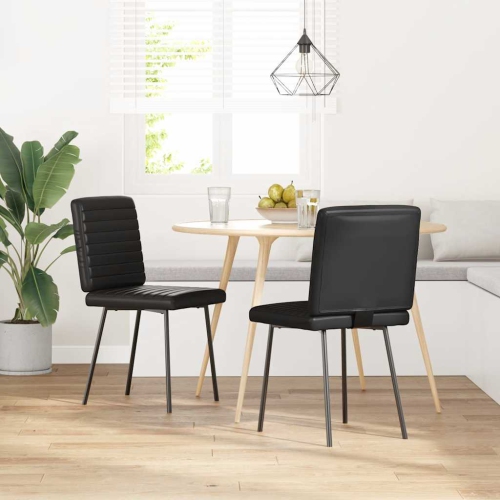 vidaXL Dining Chairs 2 pcs Black Faux Leather