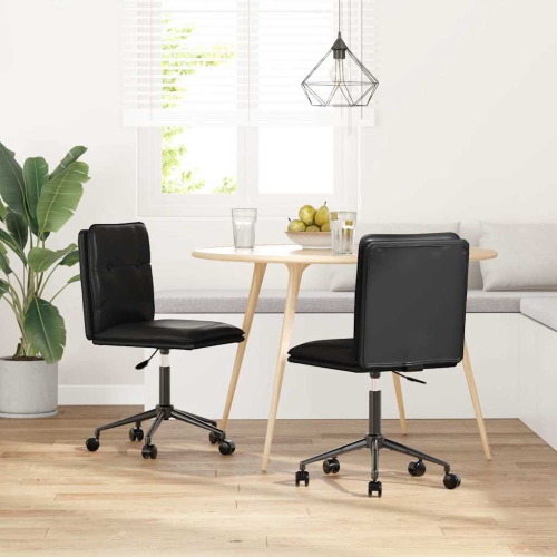 vidaXL Dining Chairs 2 pcs Black Faux Leather