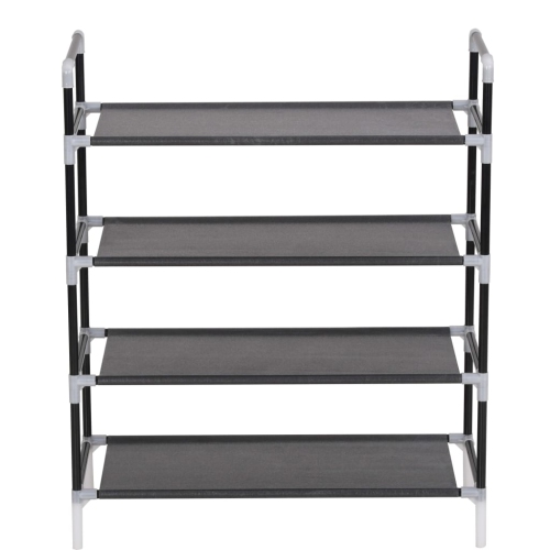 vidaXL Shoe Rack with 4 Shelves Metal and Non-woven Fabric Black