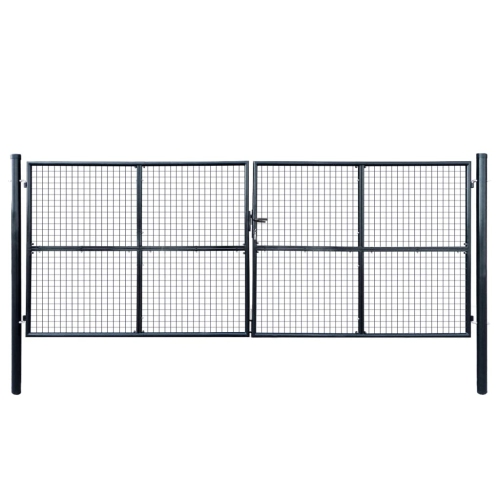 VIDAXL  Mesh Garden Gate Galvanised Steel 400X150 Cm In Grey