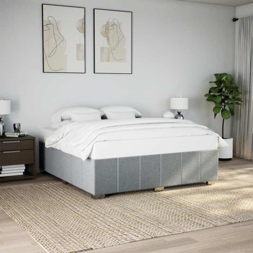 vidaXL Bed Frame without Mattress Light Grey California King Fabric