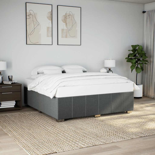 vidaXL Bed Frame without Mattress Dark Grey California King Fabric
