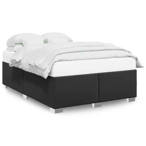 VIDAXL  Bed Frame Without Mattress Black Queen Faux Leather