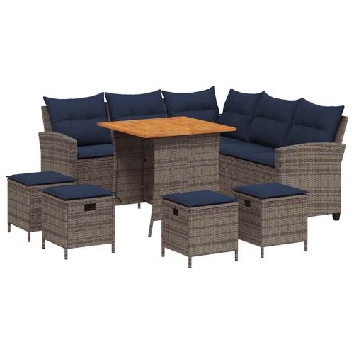 vidaXL 6 Piece Garden Sofa Set with Cushions L-shaped Grey Poly Rattan