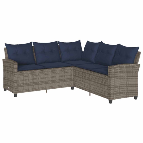 vidaXL 6 Piece Garden Sofa Set with Cushions L-shaped Grey Poly Rattan