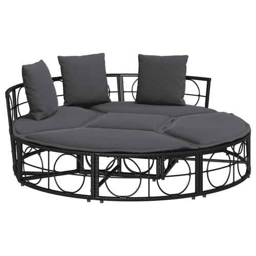 vidaXL Outdoor Lounge Bed without Canopy Black Poly Rattan