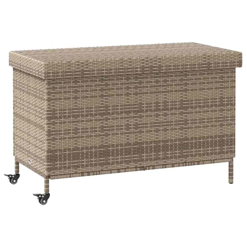 Image 1 of 10.. vidaXL Garden Storage Box with Wheels Grey 110x55x73 cm Poly Rattan