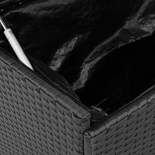 vidaXL Garden Storage Box with Wheels Black 110x55x73 cm Poly Rattan