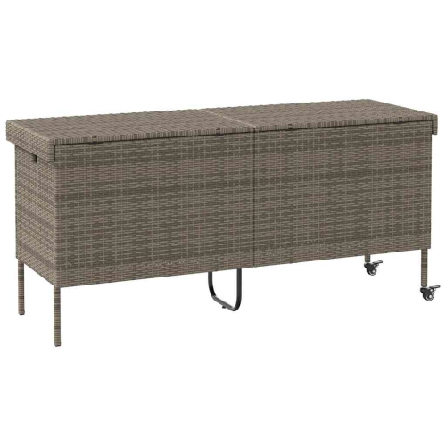 vidaXL Garden Storage Box with Wheels Grey 160x55x75 cm Poly Rattan