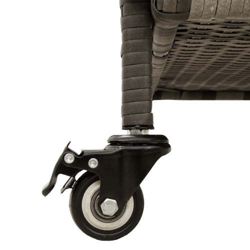 vidaXL Garden Storage Box with Wheels Grey 160x55x75 cm Poly Rattan