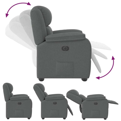 Fauteuil inclinable vidaXL, tissu gris foncé