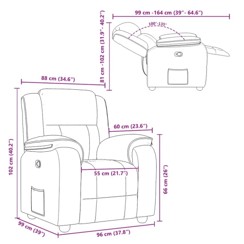 Fauteuil inclinable vidaXL, tissu gris foncé