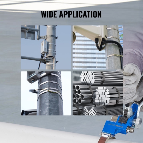 VEVOR 100 ft Length Banding Strapping Kit with Strapping Tensioner Tool, 304 Stainless Steel Banding, 100 Metal Seals, Pallet Packaging Strapping