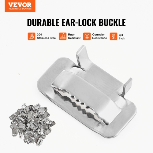 VEVOR 100 ft Length Banding Strapping Kit with Strapping Tensioner Tool, 304 Stainless Steel Banding, 100 Metal Seals, Pallet Packaging Strapping